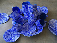 Blue fiber teacups